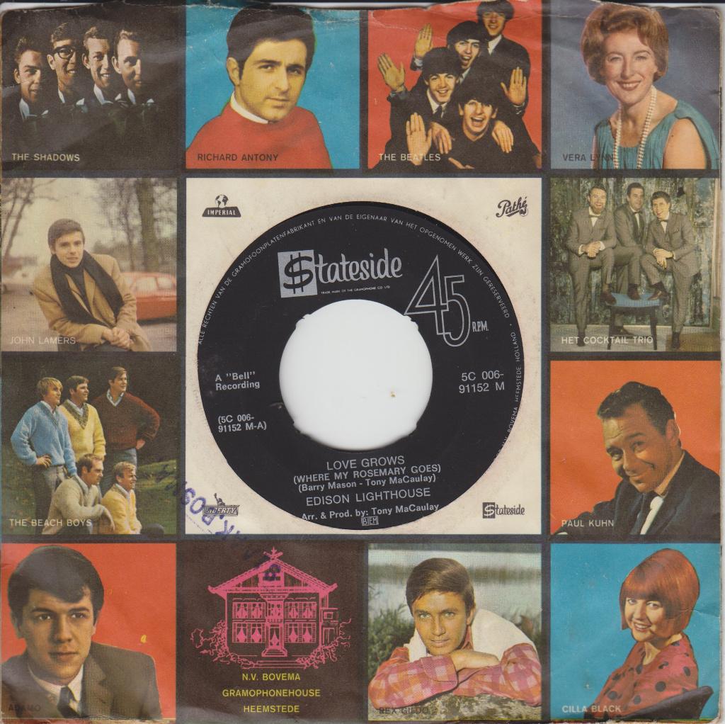 EDISON LIGHTHOUSE - Love Grows, Cd's en Dvd's, Vinyl Singles, Gebruikt, Originele persing, 7 inch, Single