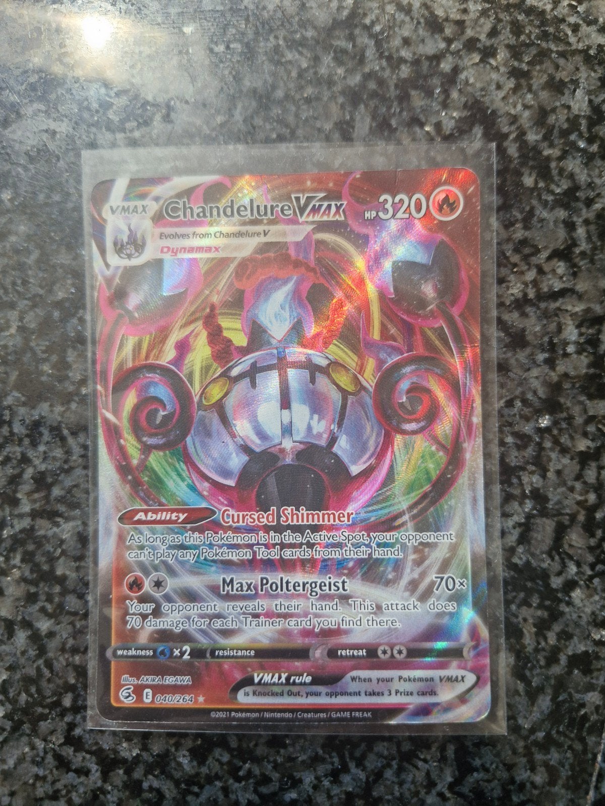 Chandelure VMAX 040/264 - Fusion Strike Pokemon Kaart, Ophalen of Verzenden, Gebruikt, Losse kaart