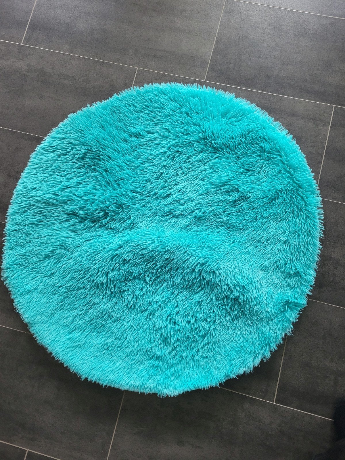 Rond turquoise vloerkleed - 1 meter diameter, Huis en Inrichting, Stoffering | Tapijten en Kleden, Modern, speels, zacht, Rond