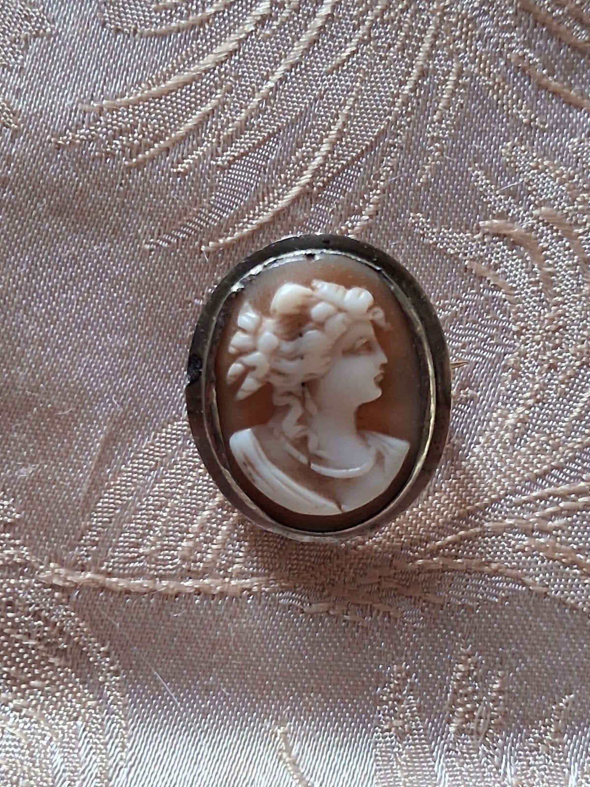 Antieke Camee Broche, Overige materialen, 4 tot 7 cm, Gebruikt, Bruin