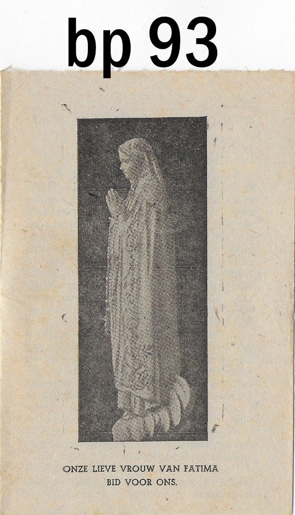 BP93 Prentje Onze lieve vrouw van Fatima, Ophalen of Verzenden, Zo goed als nieuw, Kaart of Prent