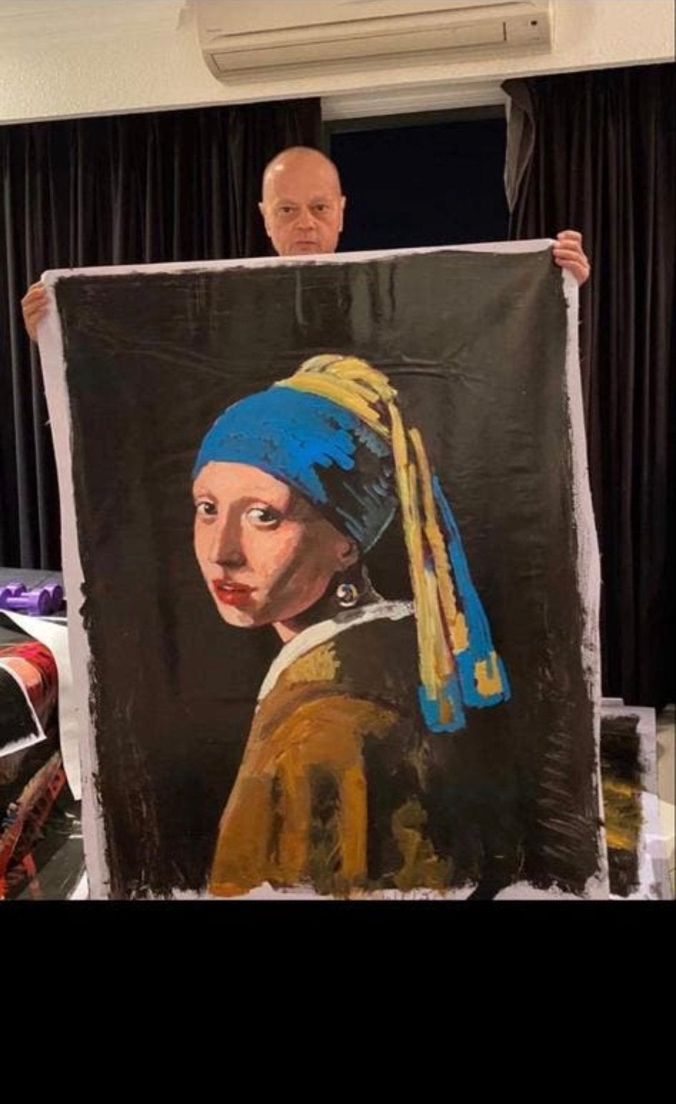 Peter Klashorst - Het meisje met de parel (2020), Antiek en Kunst, Ophalen, Olieverf, Op houten frame, Portret