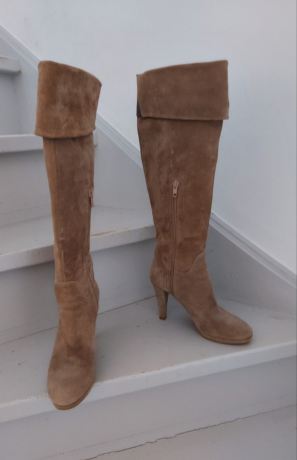Black label suede laarzen van MANFIELD maat 39, Hoge laarzen, Beige, Ophalen of Verzenden, Zo goed als nieuw
