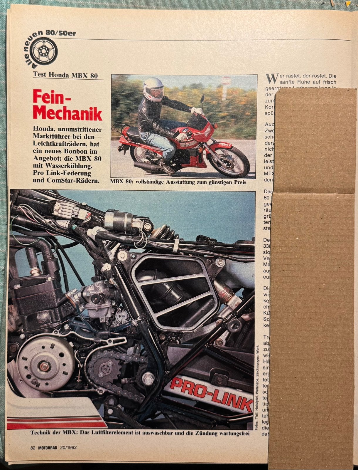 Test 1982 Honda MBX, Ophalen of Verzenden, Zo goed als nieuw, Motoren