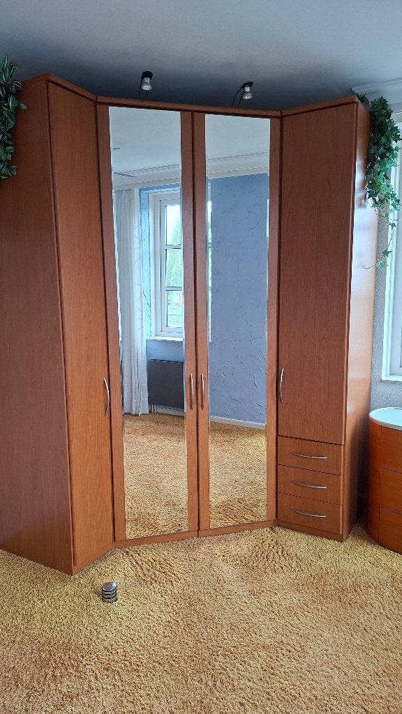 Luxe Nolte Hoekkleerkast met Spiegeldeuren en Verlichting, Ophalen, Met deur(en), 200 cm of meer, 150 tot 200 cm