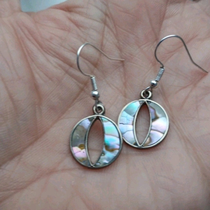 Vintage oorbellen Abalone ( Alpaca Mexico), Ophalen of Verzenden, Overige materialen