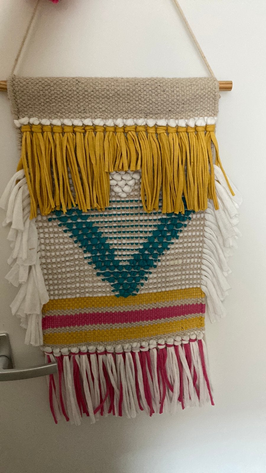 Wandkleed - macramé ~ mooie kleuren, Textiel, Ophalen of Verzenden, Zo goed als nieuw, Boho