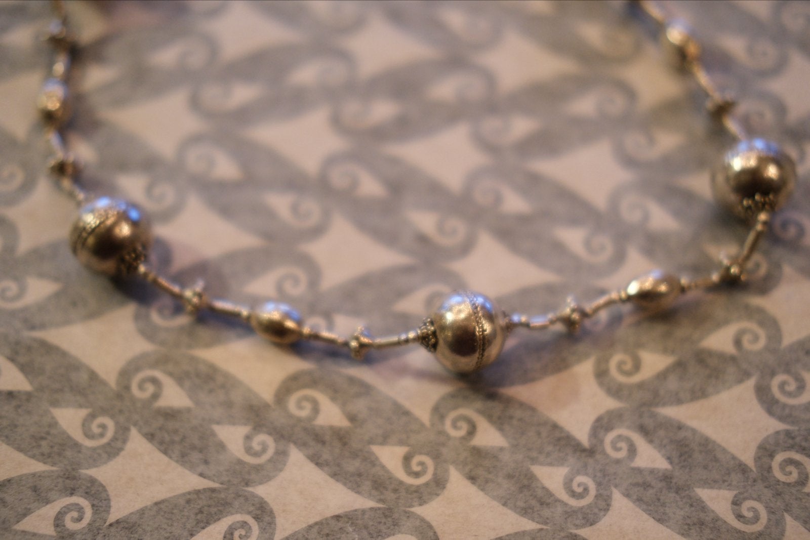 Zilveren ketting met grote bollen, 60 cm, Ophalen of Verzenden, Gebruikt, Zilver