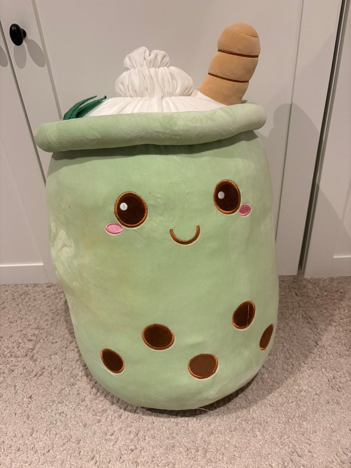 Grote Boba Thee Knuffel - Zacht en Schattig, Groen, Overige typen, Ophalen of Verzenden, Zo goed als nieuw
