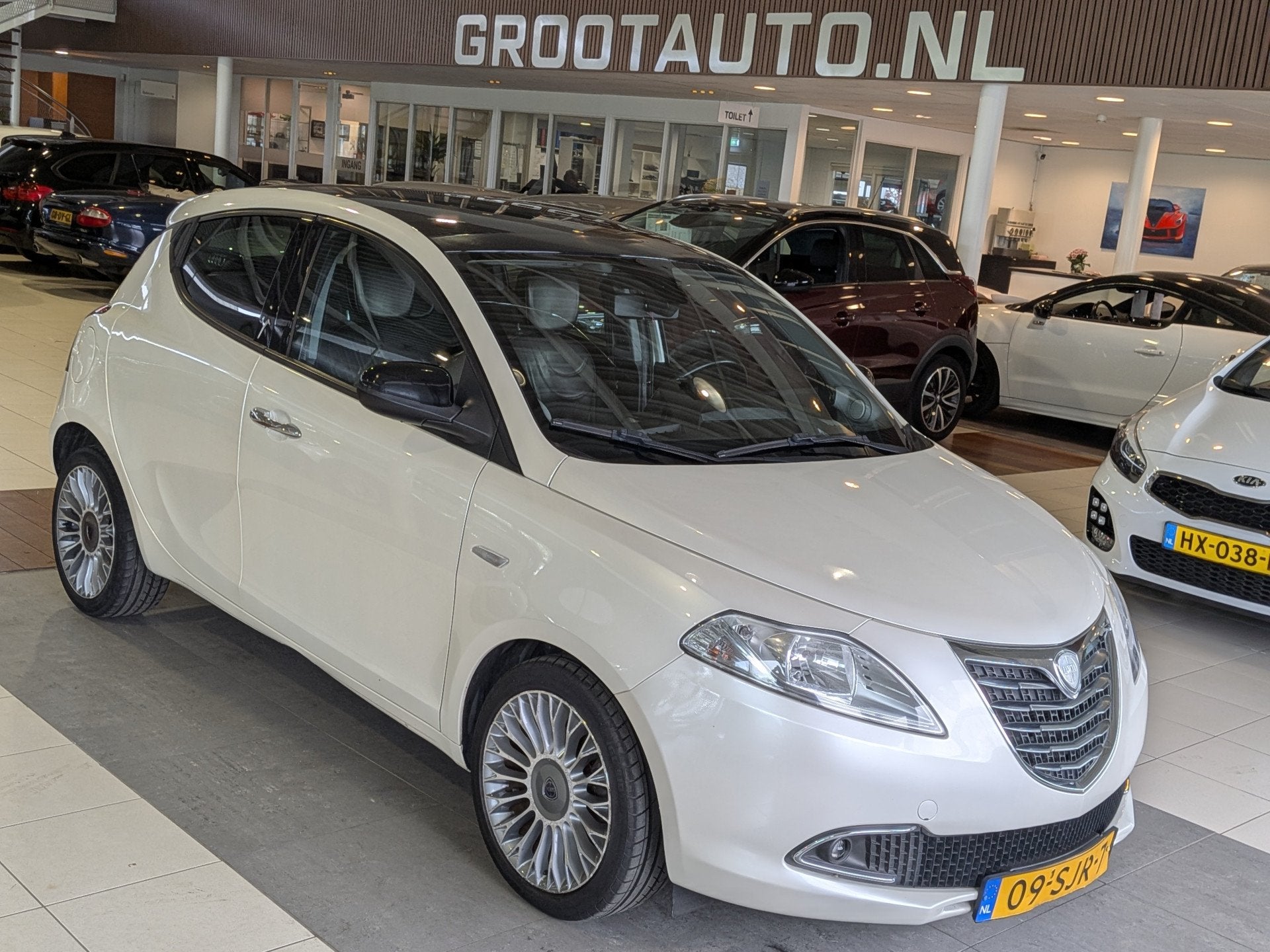 Lancia Ypsilon 0.9 TwinAir Platinum Automaat Panoramadak, Ai, Auto's, Lancia, Euro 5, 86 pk, Leder en Stof, Wit