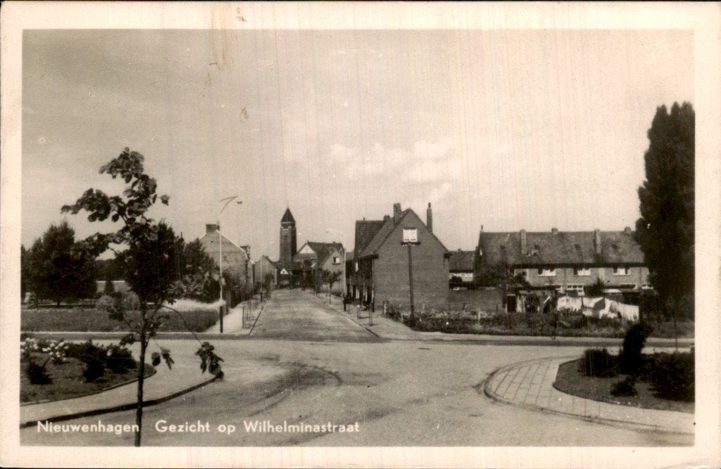 Nieuwenhagen - Wilhelminastraat - Gezicht, Ophalen of Verzenden, 1940 tot 1960, Gelopen, Limburg