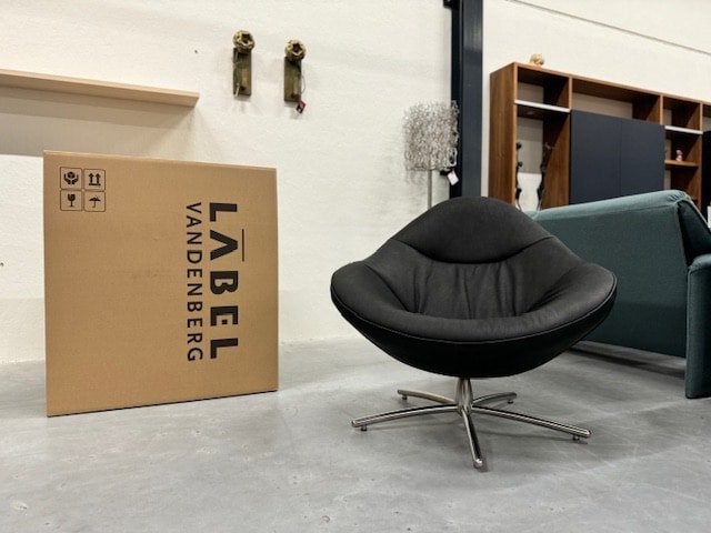 Nieuw Label Vandenberg Hidde Soft fauteuil Bald sprang Zwart, Nieuw, Ophalen of Verzenden, Label, 75 tot 100 cm