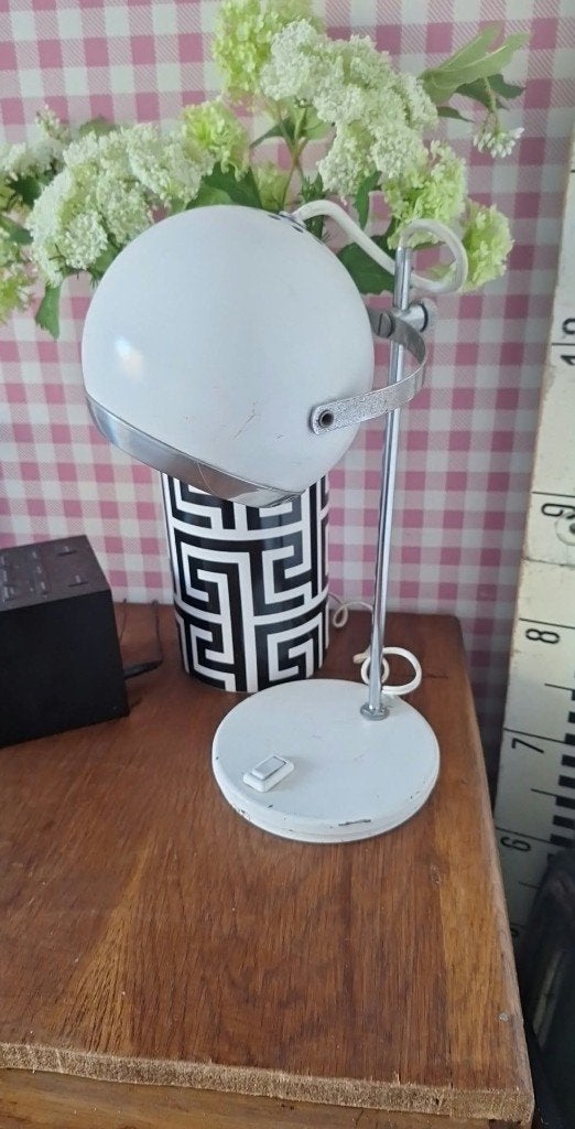 ~~ vintage wit bol lamp uit Frankrijk ~~, Bureaulamp, Gebruikt, Vintage, Wit