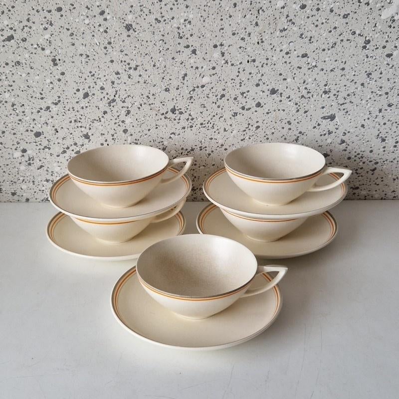 5 Art Deco plateel kop en schotels, Antiek en Kunst, Ophalen of Verzenden