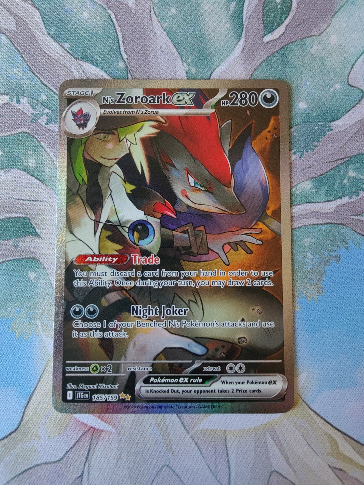 Pokemon journey together N's zoroark ex illustration 185/159, Ophalen of Verzenden, Nieuw, Losse kaart, Foil