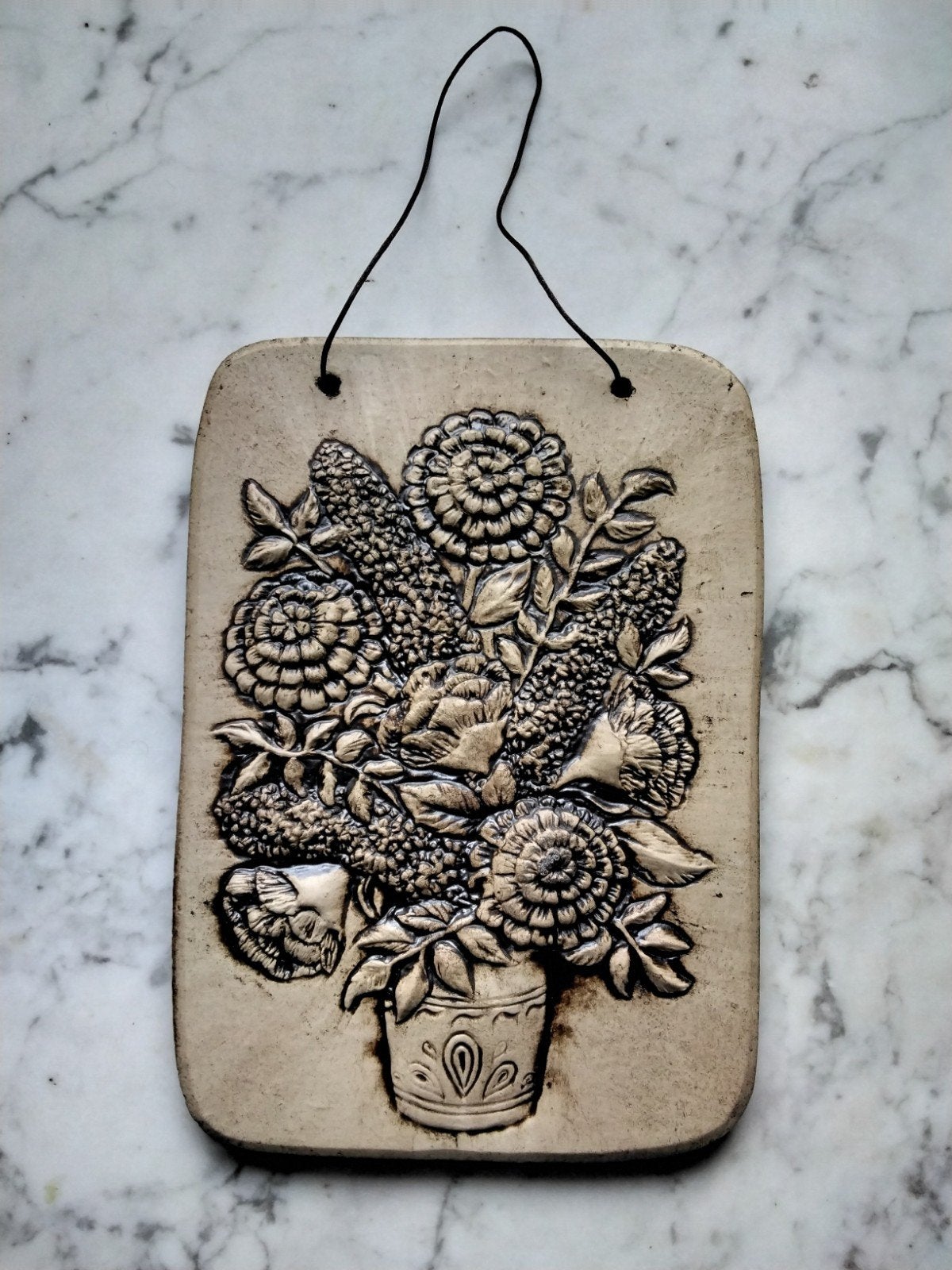 vintage studio pottery wandhanger keramiek botanisch bloemen, Ophalen of Verzenden