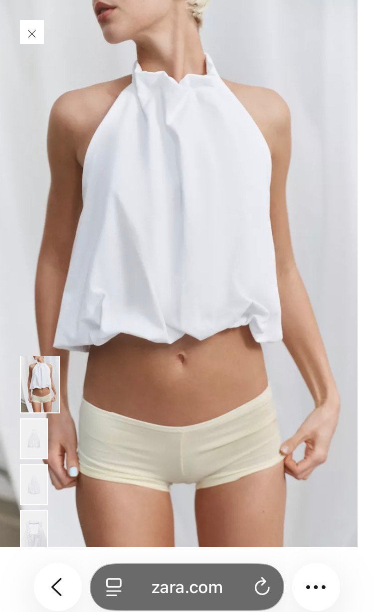Nieuwe HALTERTOP VAN HEAVY COTTON Katoen BALLONEFFECT Zara, Maat 38/40 (M), Verzenden, Wit, Nieuw