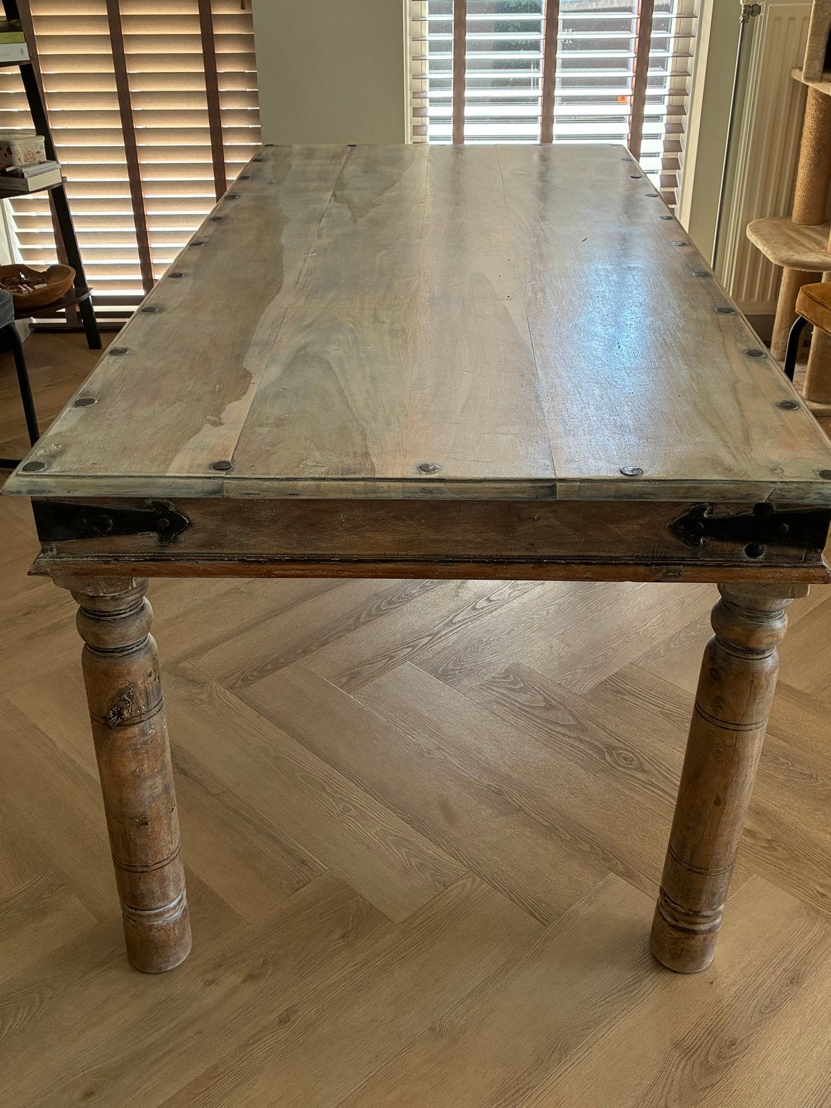 Koloniale Eettafel Whitewashed - 180x90 cm, Ophalen, Gebruikt, 50 tot 100 cm, 150 tot 200 cm