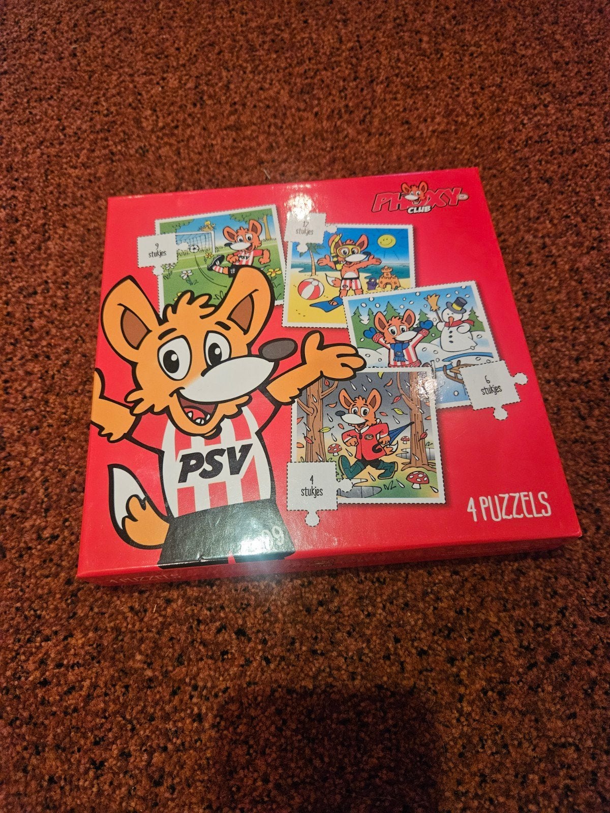 Foxy Club PSV Puzzels - 4 Puzzels in één doos, Ophalen of Verzenden, Minder dan 10 stukjes, Zo goed als nieuw, 2 tot 4 jaar