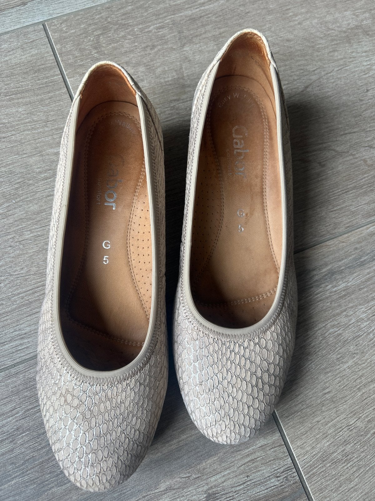 Gabor ballerina's met slangenprint - Maat 38, Beige, Nieuw, Ballerina's, Ophalen of Verzenden