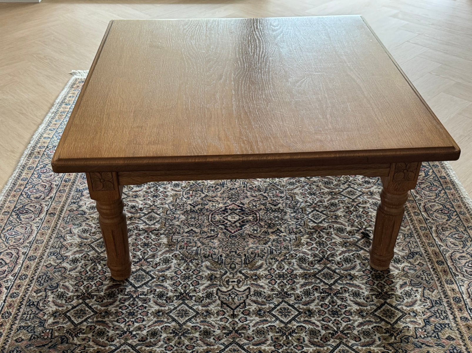 Eiken salontafel, Ophalen, 100 tot 150 cm, 50 tot 100 cm, Zo goed als nieuw