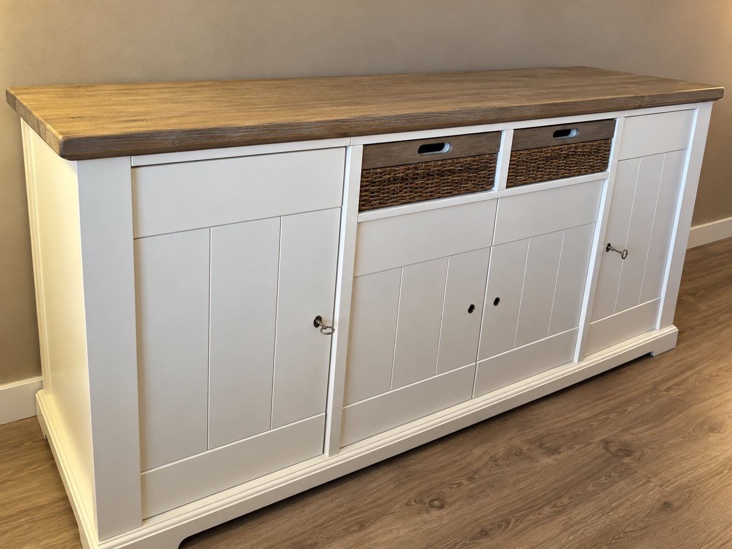 Henders & Hazel Mallorca dressoir – 225 cm – Landelijk, Ophalen, Eikenhout, Zo goed als nieuw, 200 cm of meer