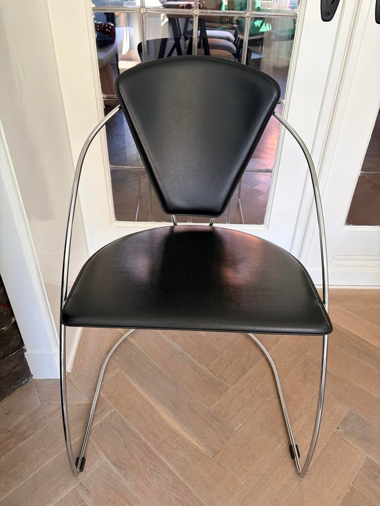 Italiaanse design stoelen van Arrben -, Huis en Inrichting, Stoelen, Gebruikt, Zwart, Leer, Ophalen of Verzenden