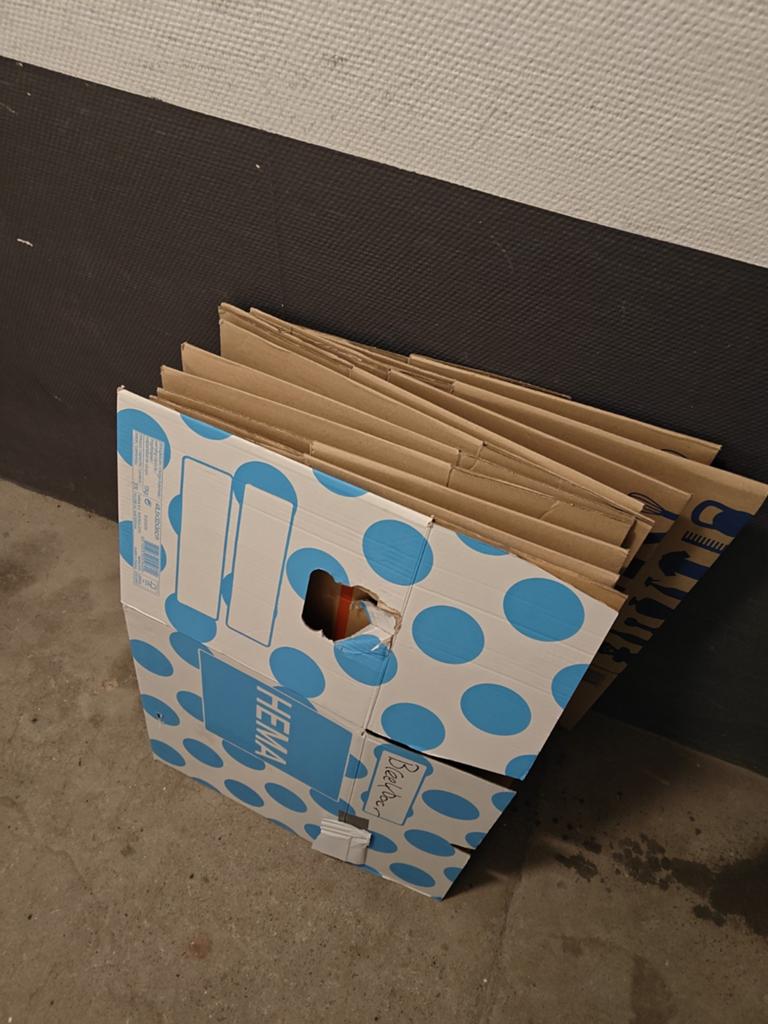 Gebruikte verhuisdozen (Hema en Action), Ophalen, 40 tot 60 cm, Opvouwbaar, 50 tot 75 cm