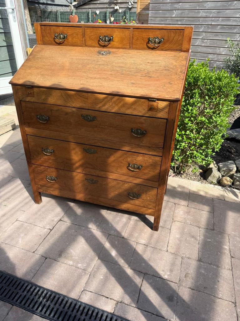 Antieke Klepsecretaire Eikenhout -uit  ca. 1900, Antiek en Kunst, Antiek | Meubels | Kasten, Ophalen