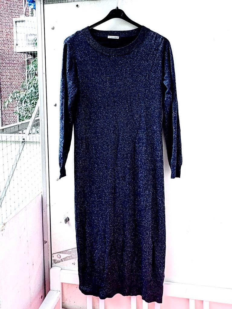 Blauwe gebreide glitter jurk Viclaro M/L, Maat 38/40 (M), Blauw, Ophalen of Verzenden, Zo goed als nieuw