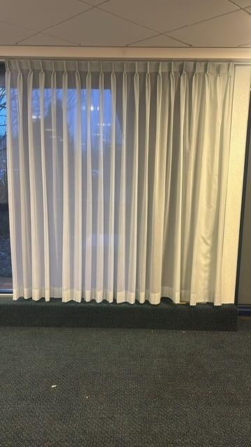 Vitrage (groen doorschijnend), Huis en Inrichting, Stoffering | Gordijnen en Lamellen, Ophalen, Gebruikt, 100 tot 150 cm, 200 cm of meer