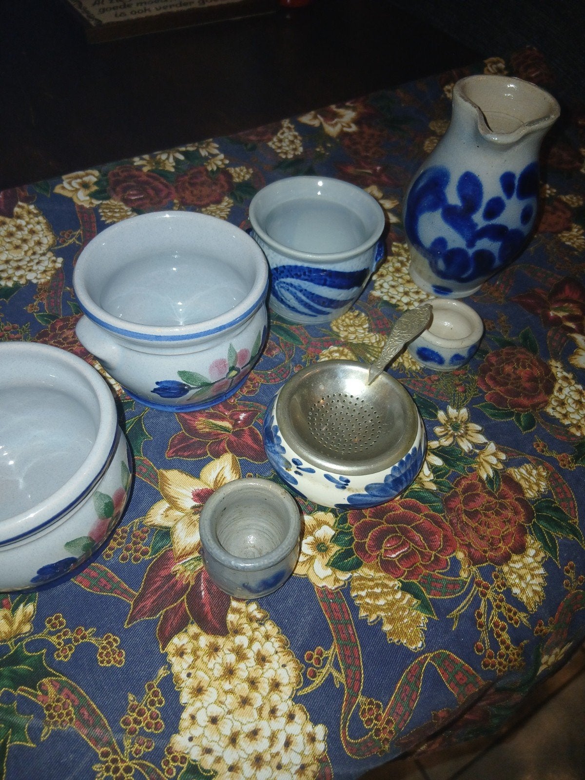 Vintage Aardewerk Set: Theepot, Melkkan & Potten, Ophalen of Verzenden