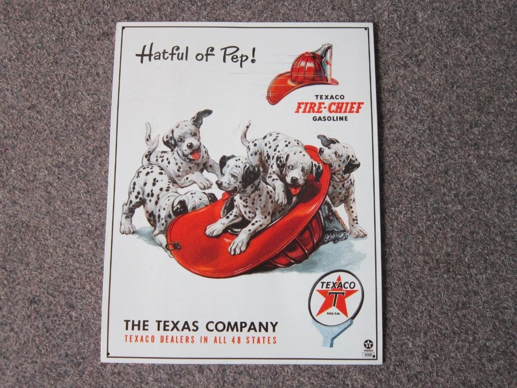 TEXACO DALMATIER RECLAMEBORD, Ophalen, Zo goed als nieuw, Reclamebord