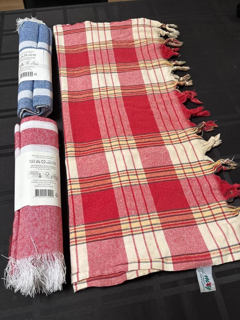 3 grote hamam handdoeken, Ophalen of Verzenden, Nieuw, Rood, Handdoek