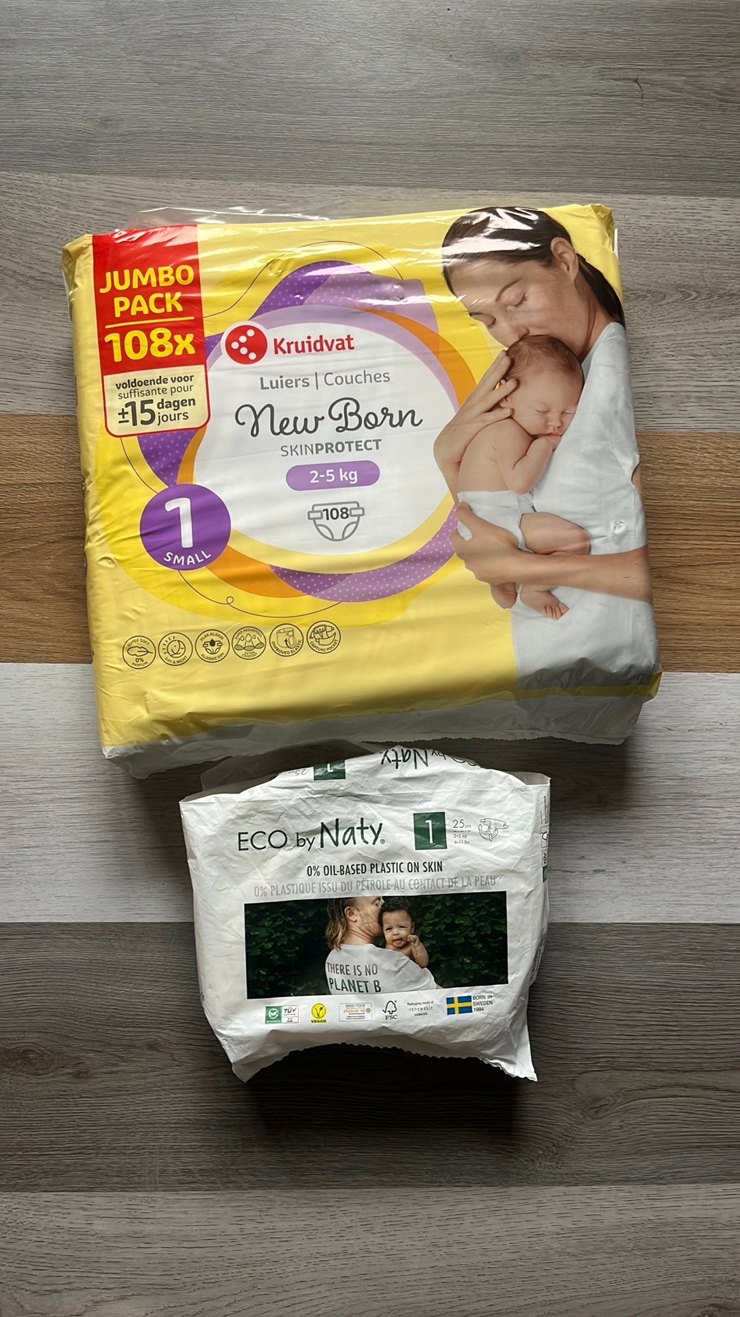 Luiers maat 1 van Kruidvat en Eco by Naty, Kinderen en Baby's, Ophalen of Verzenden, Zo goed als nieuw, Overige typen