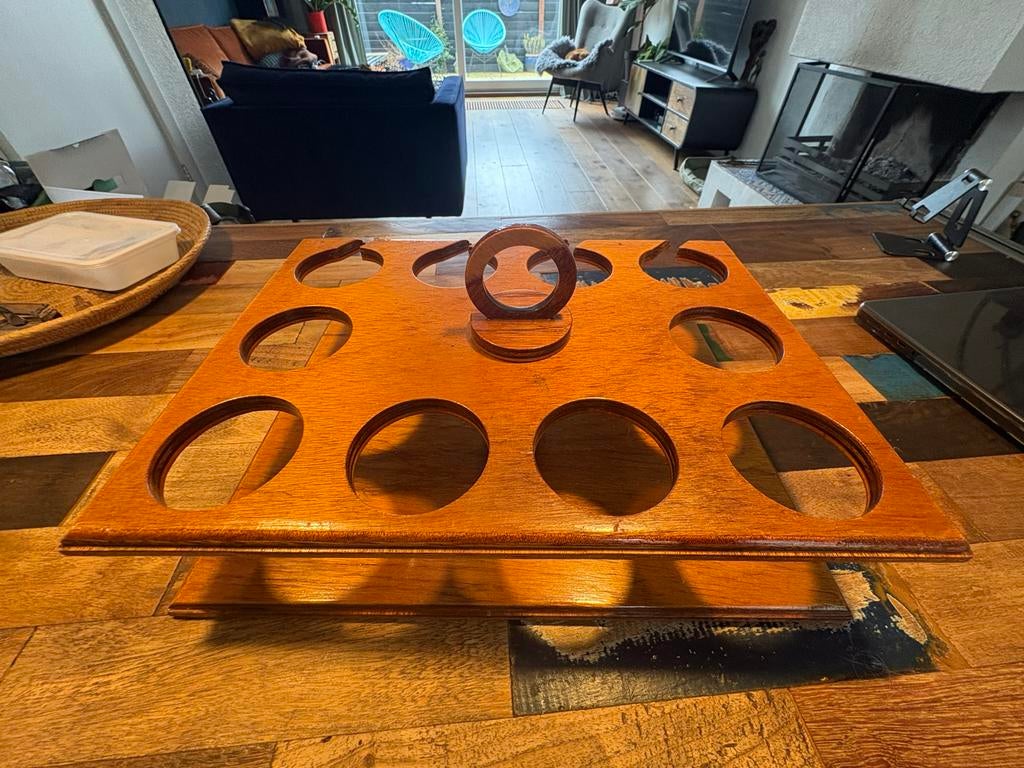 Teakhouten Bekerhouder / Dienblad, Watersport en Boten, Ophalen, Gebruikt, Interieur en Kussens