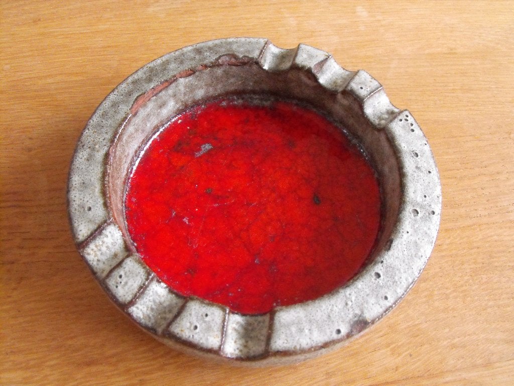 asbak vintage fat lava, Vintage, Ophalen of Verzenden, Zo goed als nieuw, Rood