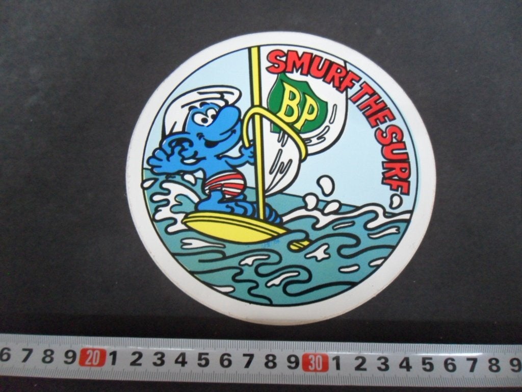 sticker BP SMURF THE SURF    *, Ophalen of Verzenden, Zo goed als nieuw