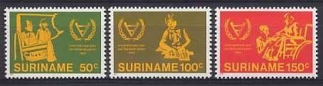 Suriname NVPH nr 265/7 postfris Invalidenjaar 1981, Postzegels en Munten, Ophalen of Verzenden, Postfris