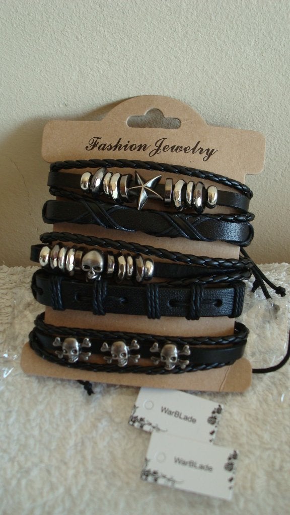 5 NIEUWE stoere armbanden rock/gothic/skull, Verzenden, Nieuw, Overige kleuren, Overige materialen
