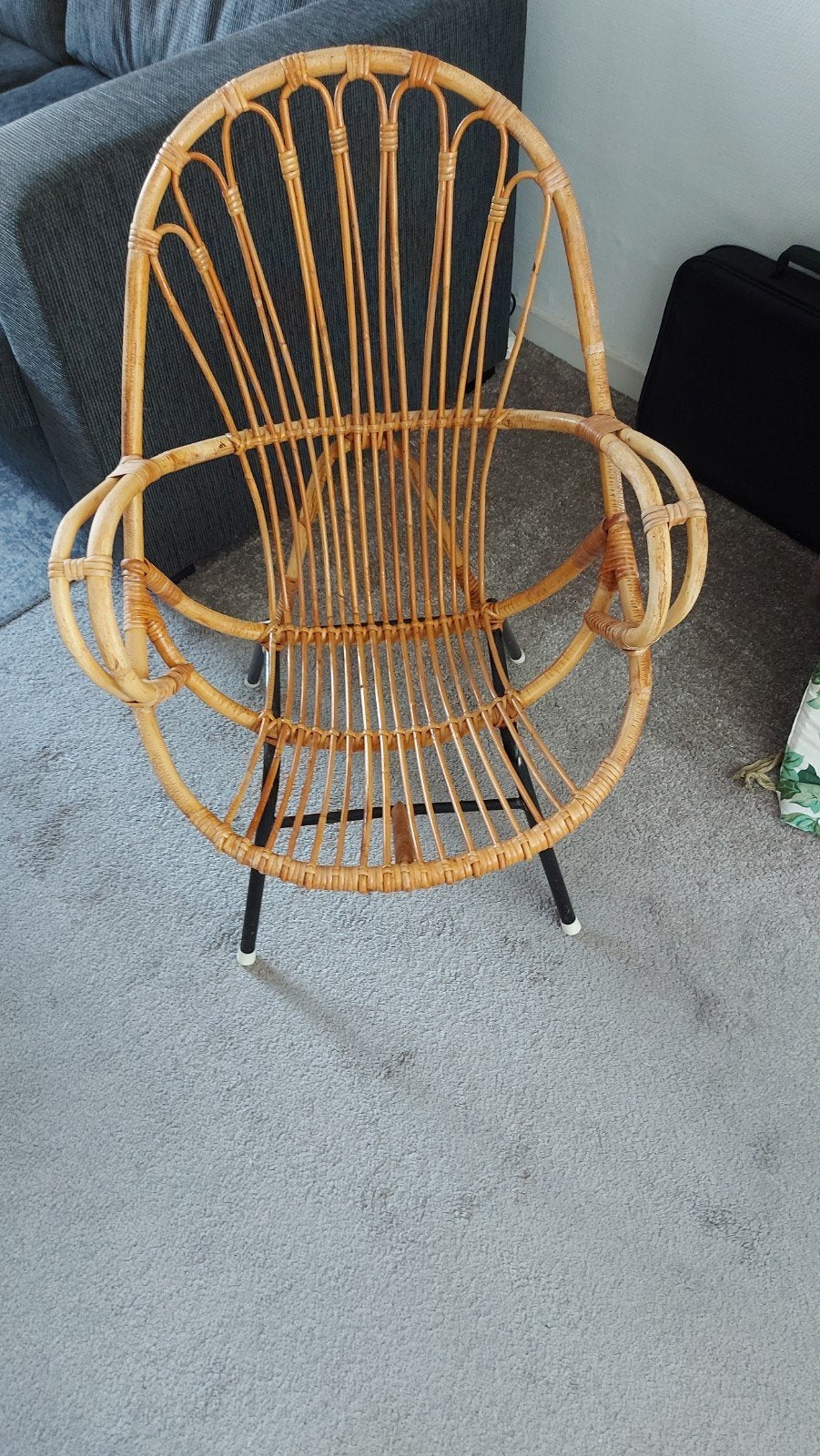 Vintage rotan stoel, Ophalen, Gebruikt, Bruin, Vintage, Bohemien