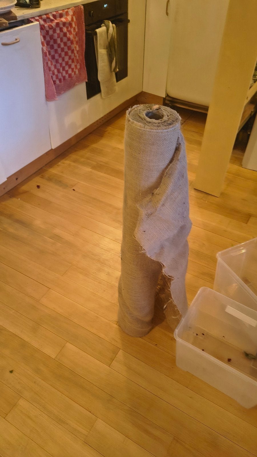 Jute op rol, 100cm breed, schatting 17-19 meter, Ophalen, Gebruikt, Beige, Natuurlijk materiaal