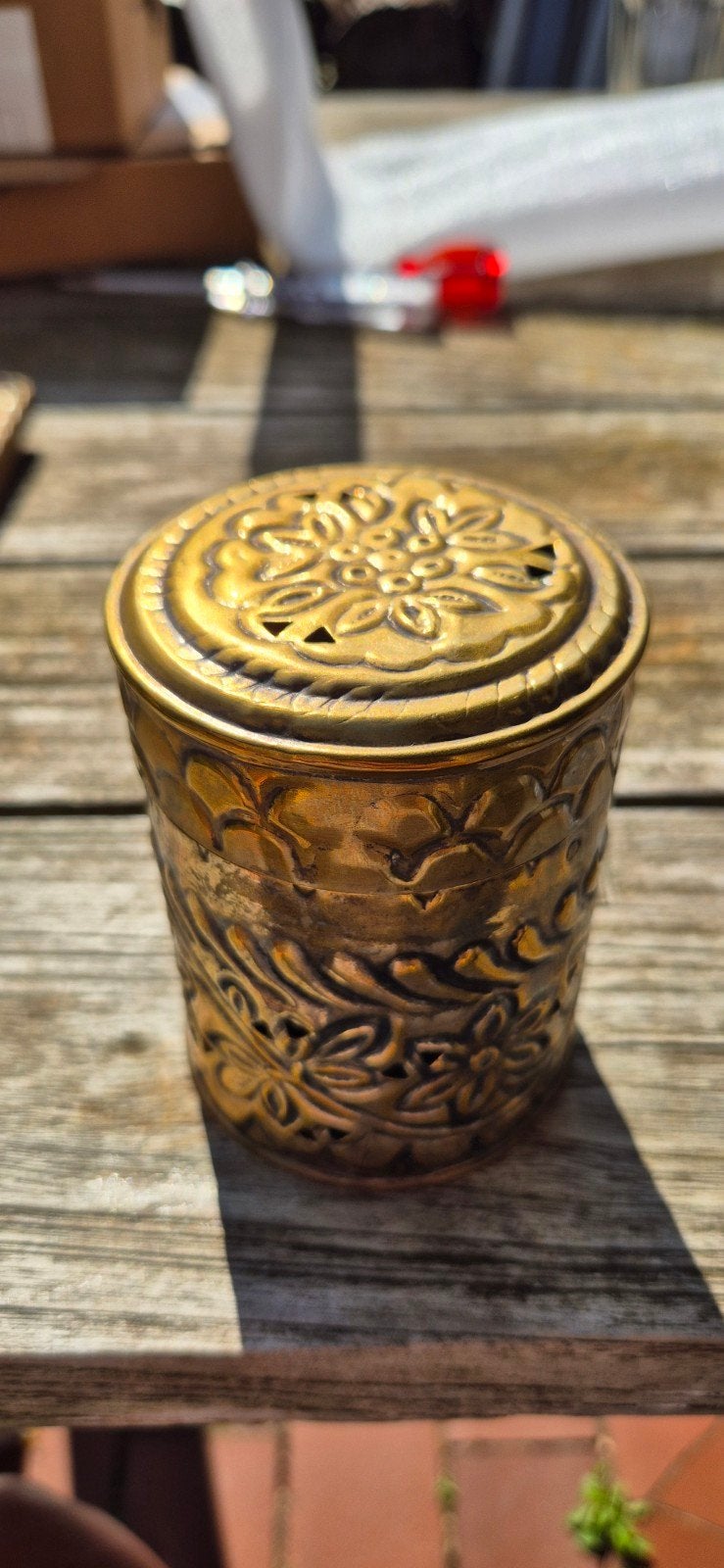 Decoratieve Potpourri Pot van Messing, Antiek en Kunst, Ophalen of Verzenden