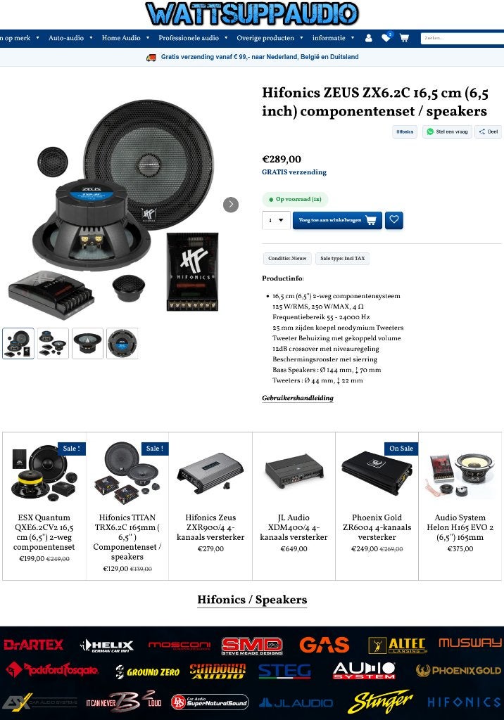 Hifonics ZEUS ZX6.2C 16.5cm (6.5'') Composet / speakers, Auto diversen, Audio-design, Nieuw, Am Breilingsweg 3, 76709 Kronau, Duitsland
