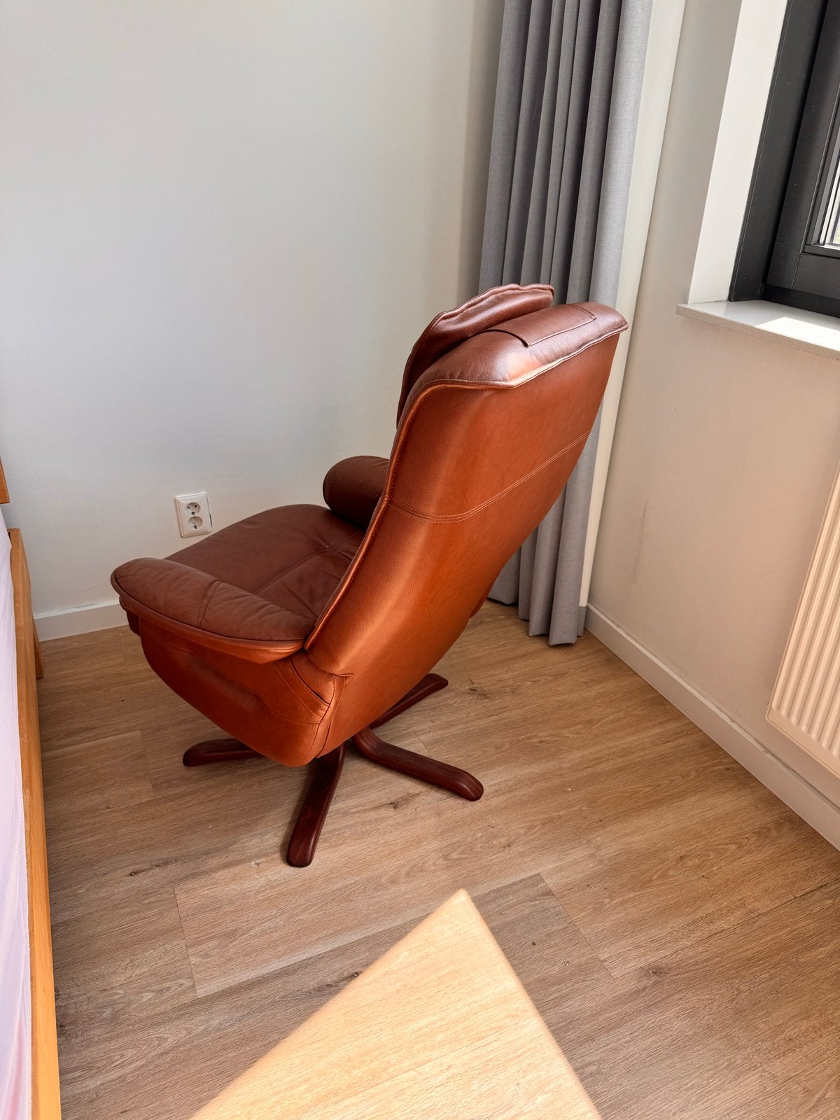 Leren fauteuil - Bruin, Huis en Inrichting, Stoelen, Ophalen, Gebruikt, Bruin, Leer