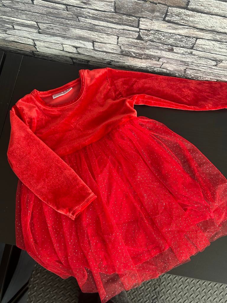 Fluwelen Jurkje met Glitters Maat 80, Kinderen en Baby's, Ophalen of Verzenden, Zo goed als nieuw, Meisje, Jurkje of Rokje