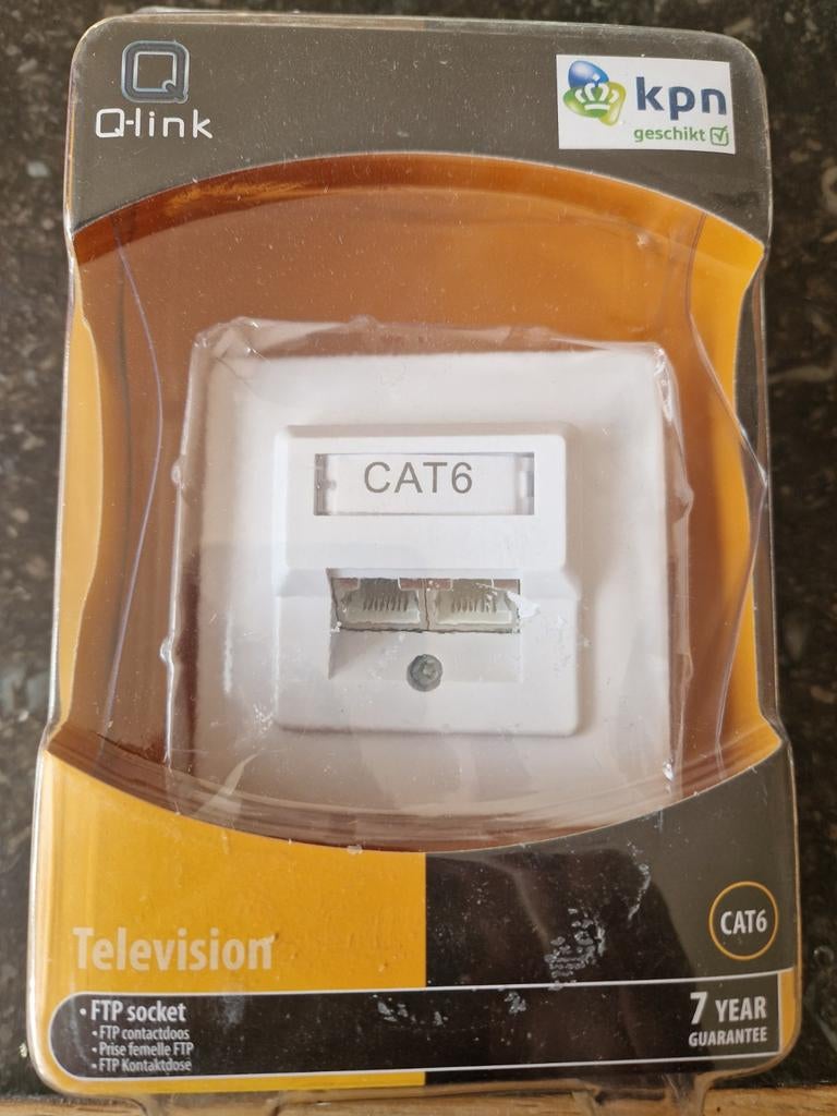Q-link FTP Inbouwdoos 2x RJ45 CAT6 KPN Geschikt, Ophalen of Verzenden, Nieuw, Overige kabels