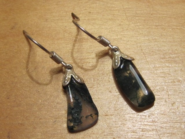 o. 2x subtiele oorbellen edelsteen MOSAGAAT (2), Overige materialen, Hangers, Verzenden, Nieuw