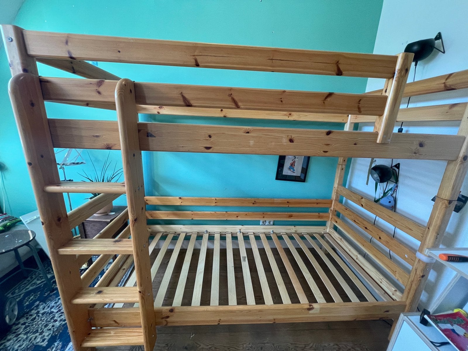 Flexa Classic stapelbed — massief grenen 90x200, Ophalen, Gebruikt, Stapelbed