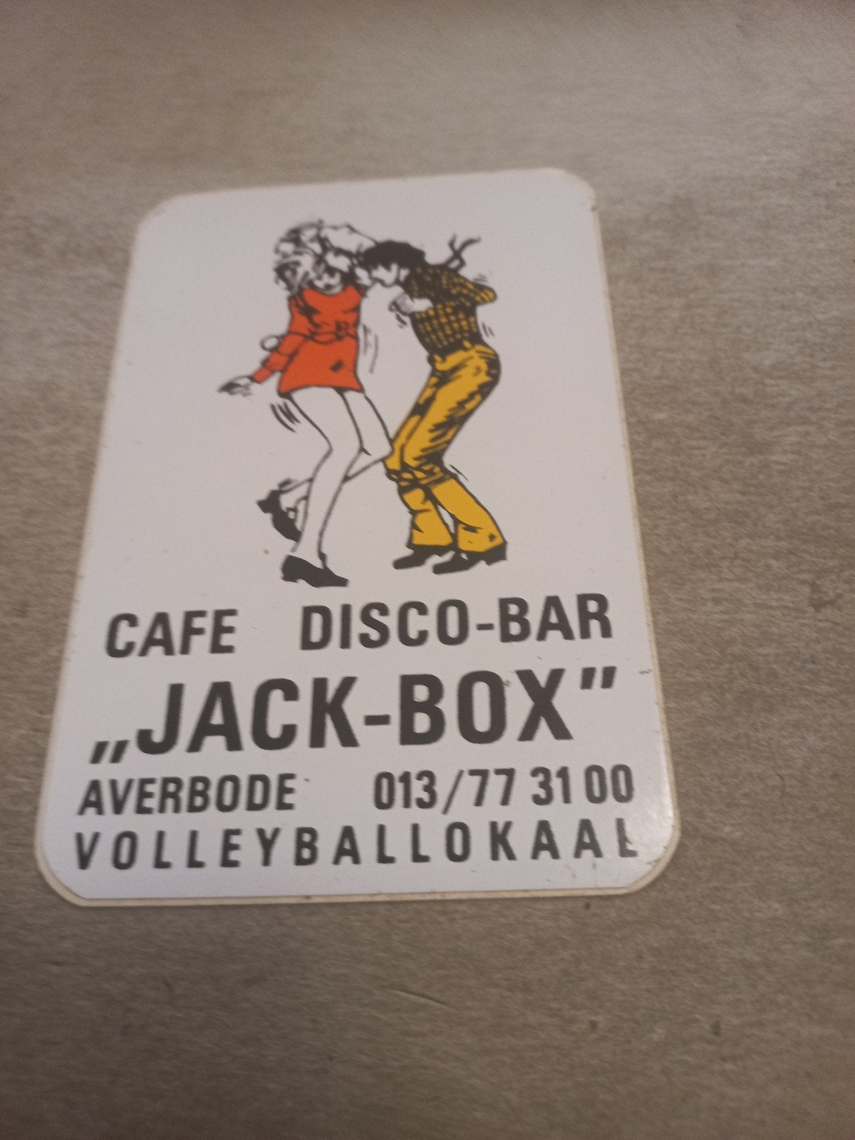 Vintage Sticker Cafe Disco-Bar "JACK-BOX" Averode, Verzamelen, Stickers, Gebruikt, Ophalen of Verzenden
